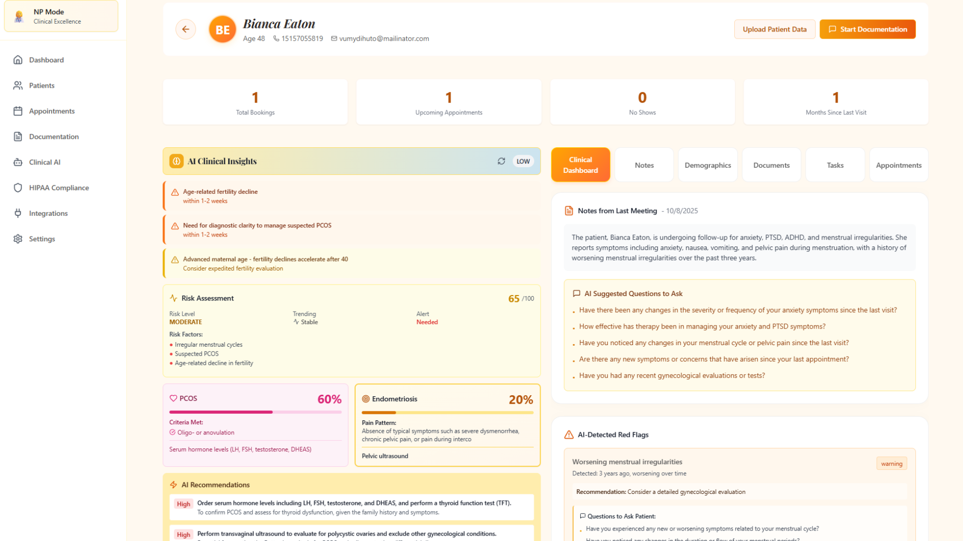Clinical Documentation Platform Interface