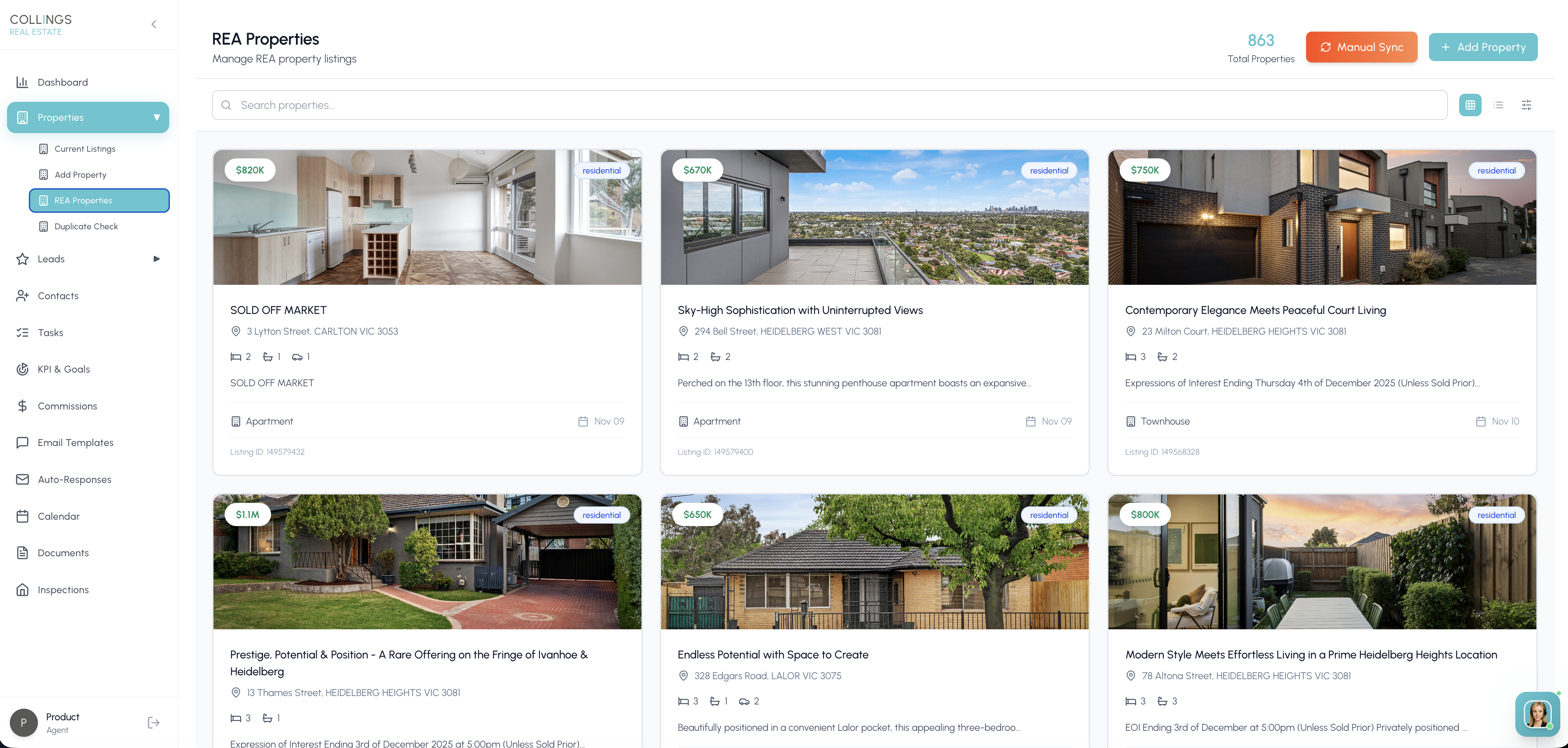 Real Estate CRM Dashboard